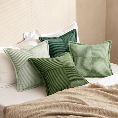 MIULEE Spring Green Patchwork Throw Pillow Covers for Home Decor