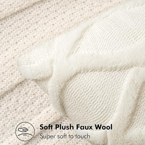 MIULEE Textured Boucle Pillow Covers Beige Cream White 18x18 Inch Bundle Set of 2