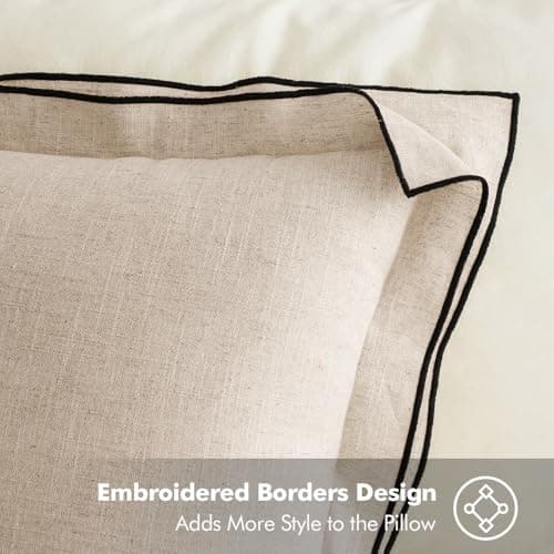 MIULEE 18x18 Inch Natural Beige Linen Throw Pillow Covers, 2 Pack – Boho Euro Style for Home Decor Upgrade
