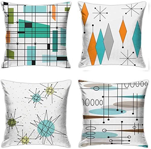 Boho Green Geometric Gold Leaf Pillow Covers Set of 4