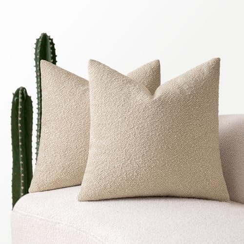 MIULEE 18x18 Inch Textured Boucle Pillow Covers Set of 2 BrownAccentLivingroom Decor