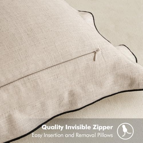 MIULEE 18x18 Inch Natural Beige Linen Throw Pillow Covers, 2 Pack – Boho Euro Style for Home Decor Upgrade
