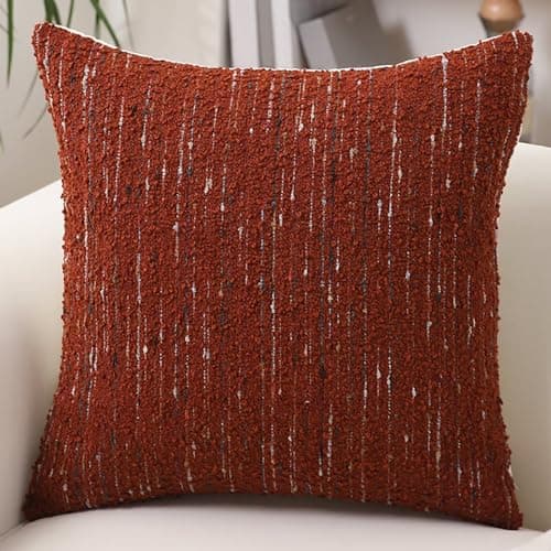 Neutral Textured Boucle Pillow Cover 18x18 with Stripes, Soft Modern Farmhouse Decor Accent