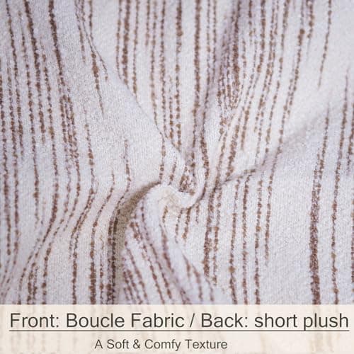Brown and Cream Textured Boucle Pillow Cover 18x18 - Modern Farmhouse Accent Pillow for Couch Bed Sofa
