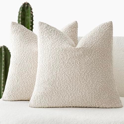 Textured Boucle Throw Pillow Covers Set for Home Decor - Pack of 2
