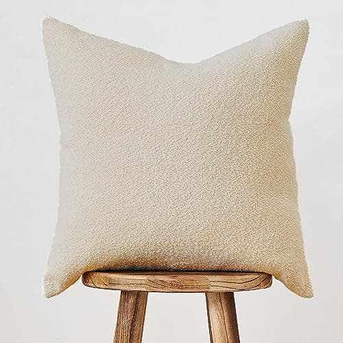 Luxury Boucle Pillow Covers for Living Room Sofa - Cream Yellow