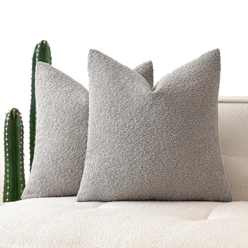 MIULEE 18x18 Inch Textured Boucle Pillow Covers Set of 2 BrownAccentLivingroom Decor