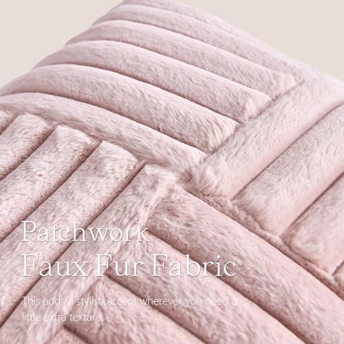 Faux Fur Plush Throw Pillow Covers Set of 2 for Home Decor, 20x20 Inch, Dusty Pink