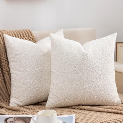 Cream Boucle Textured Pillow Covers - Set of 2