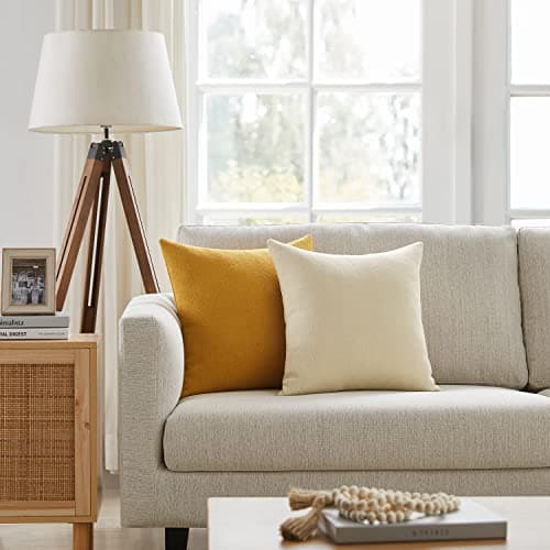 Meekio Neutral 18x18 Inch Soft Boucle Pillow Covers for Sofa Décor