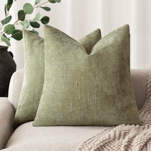 Farmhouse Style Set of 2 Throw Pillow Covers 18x18 Inch, Taupe