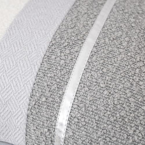 Patchwork Textured Boucle Throw Pillow Cover 18x18 Inch, Cozy Soft Gray Decor for Chair Sofa Bedroom