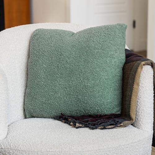 SAMIAH LUXE Black Teddy Boucle Pillow Covers, 18x18, 2pcs, Modern Farmhouse Boho Decor