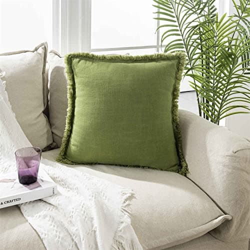 Linen Lumbar Decorative Throw Pillow Cover for Couch Sofa Bed Outdoor