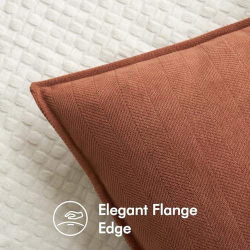Pack of 2 Burnt Orange Chenille Decorative Pillow Covers 20x20 Inch for Farmhouse Style Home Decor