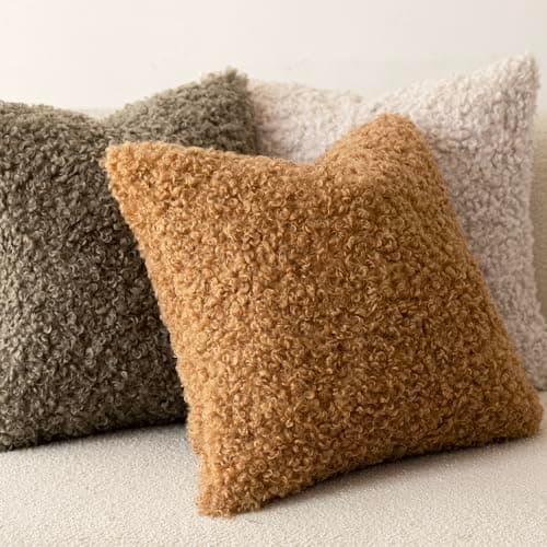 Bronze Curly Teddy Wool Pillow Covers Set - 2 Pack
