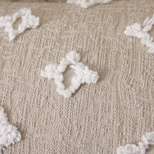 MIULEE Rhombic Jacquard Throw Pillow Covers, 18x18 Inch, Beige for Couch & Bedroom