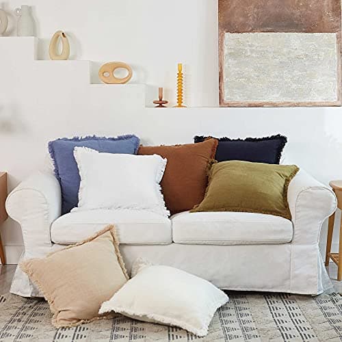 Linen Lumbar Decorative Throw Pillow Cover for Couch Sofa Bed Outdoor