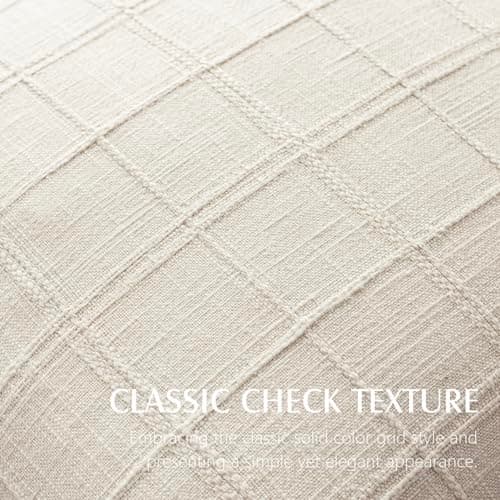 Neutral Farmhouse Check Throw Pillow Covers for Home Decor, Set of 2 - 20x20 Inch