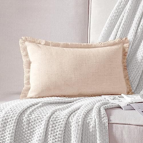 Linen Lumbar Decorative Throw Pillow Cover for Couch Sofa Bed Outdoor