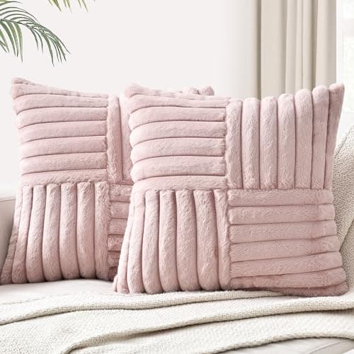 Foindtower Brown 18x18 Inch Faux Fur Cushion Cover Soft Velvet Living Room Decor