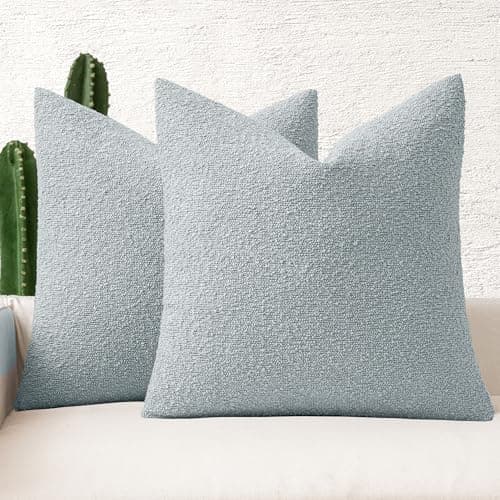 MIULEE 18x18 Inch Textured Boucle Pillow Covers Set of 2 BrownAccentLivingroom Decor