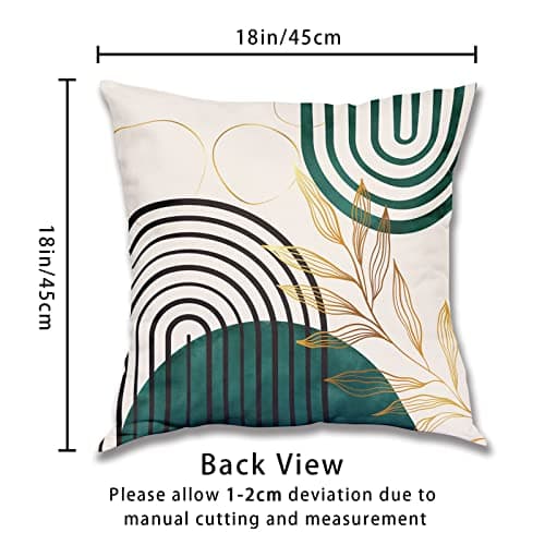 Boho Green Geometric Gold Leaf Pillow Covers Set of 4