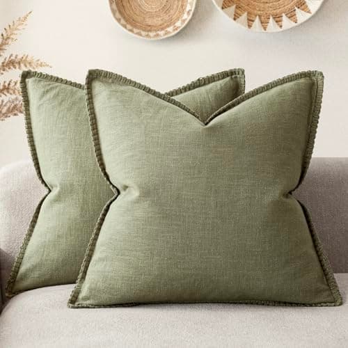 Foindtower Neutral Stitched Throw Pillow Covers 12x20 Set of 2, Rustic Living Room Decor
