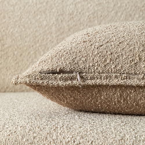 Oatmeal Boucle Throw Pillow Covers 20x20 Inch Set of 2 for Decorative Sofa Couch