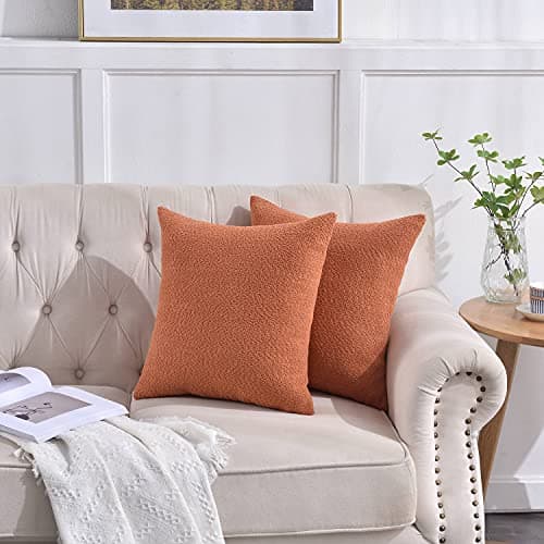 Cozy Terracotta Bouclé Textured Throw Pillow Covers 18"x18"