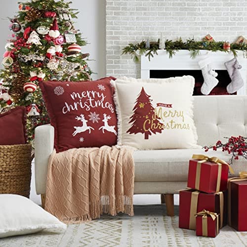 Linen Lumbar Decorative Throw Pillow Cover for Couch Sofa Bed Outdoor