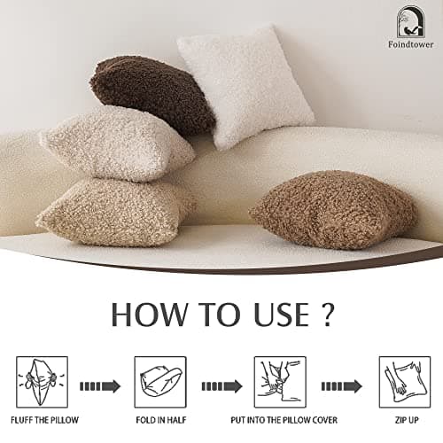 Chocolate Faux Fur Pillow Covers for Home Decor (20x20 inches, Pack of 2)