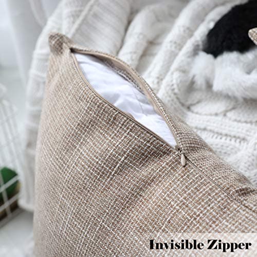 Kevin Textile Star Faux Linen Pillow Covers 24"x24", 2 Pcs, Super Soft Natural Linen