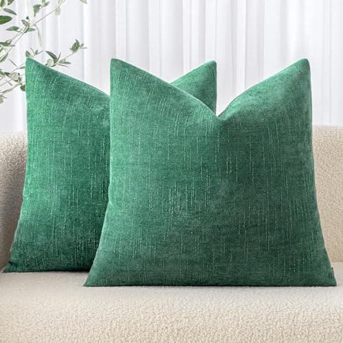 MIULEE Soft Chenille Throw Pillow Covers, Beige, 18x18 Inch