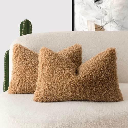 Bronze Curly Teddy Wool Pillow Covers Set - 2 Pack