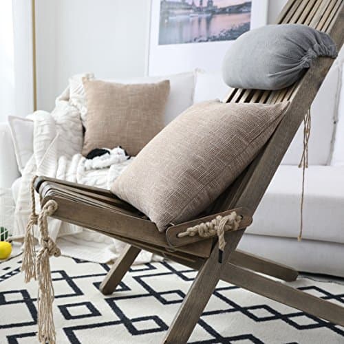 Kevin Textile Star Faux Linen Pillow Covers 24"x24", 2 Pcs, Super Soft Natural Linen