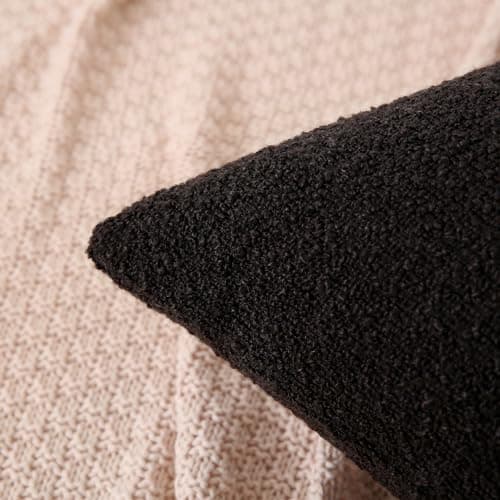 Artcest Black Textured Square Throw Pillow Covers 18"x18"