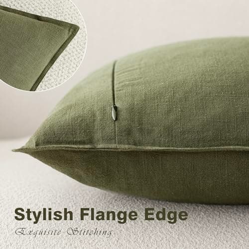 Set of 2 Olive Green Throw Pillow Covers for Home Decor - 20 x 20 Inch