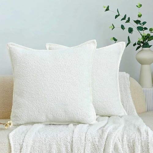 Ligicky 18x18 White Textured Neutral Pillow Covers Pack of 2 Living Room Decor