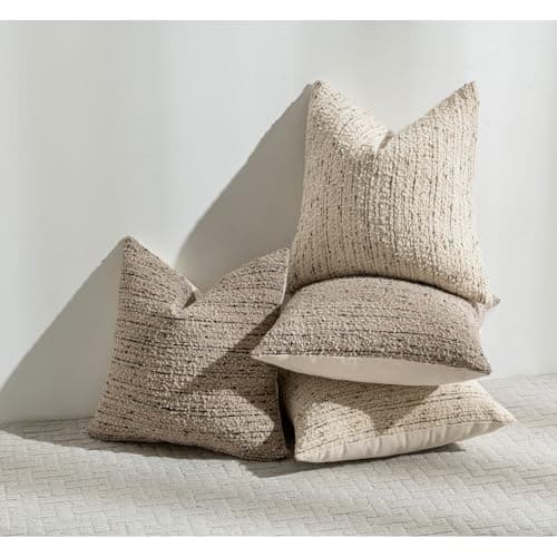 Zealax Textured Boucle 18x18 Cream Pillow Covers Square Accent Décor