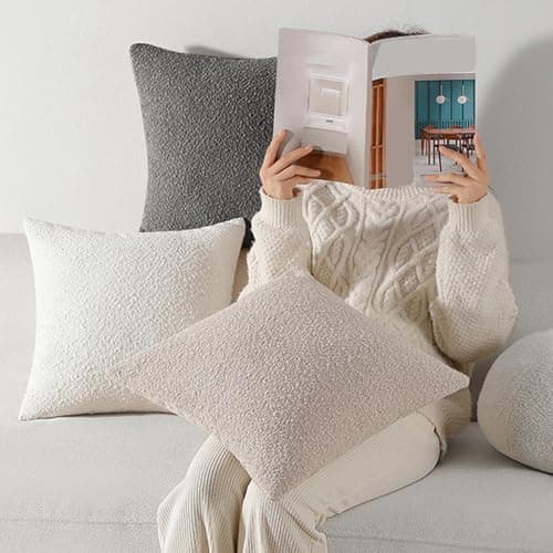 Textured Boucle Solid Pillow Cases, 17.7x17.7 Inch Set of 2