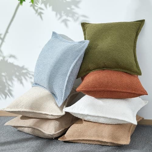 DFXSZ Simple Imitation Lamb Wool Throw Pillow Covers 18x18 Set of 2 Home Decor