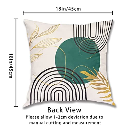 Boho Green Geometric Gold Leaf Pillow Covers Set of 4