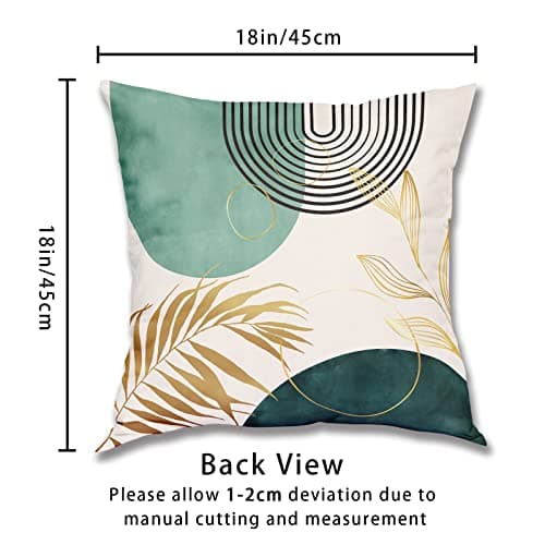 Boho Green Geometric Gold Leaf Pillow Covers Set of 4