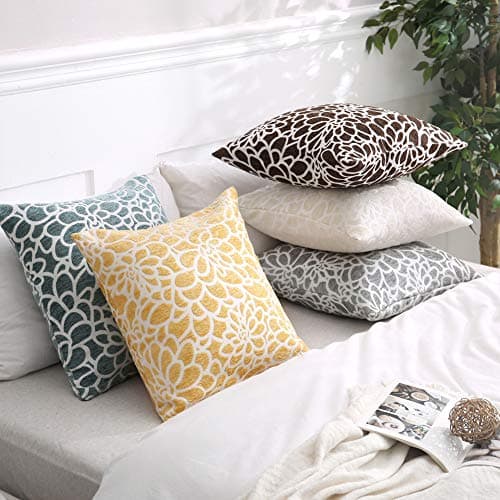20x20 Inch Embroidered Throw Pillow Covers Set Gray Farmhouse Living Room