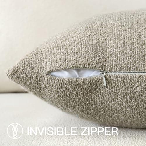 Textured Boucle Throw Pillow Covers 20x20 Inch Oatmeal - Pack of 2