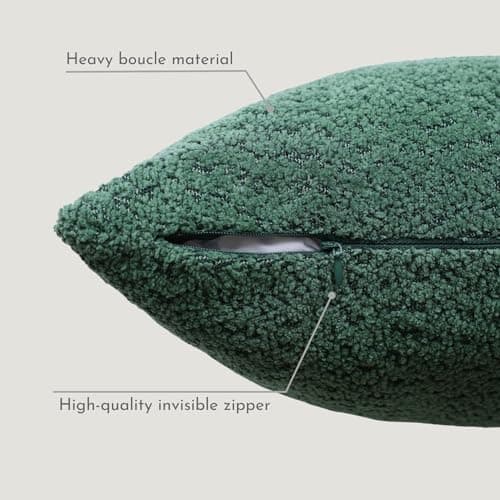 Heavy Boucle Throw Pillow Covers 18x18 Inches - Forest Green