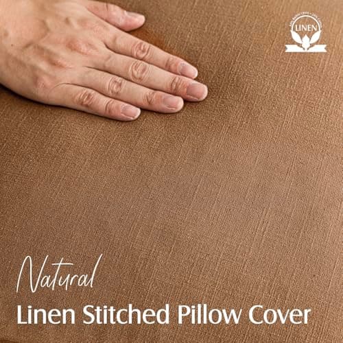 Foindtower Neutral Stitched Throw Pillow Covers 12x20 Set of 2, Rustic Living Room Decor