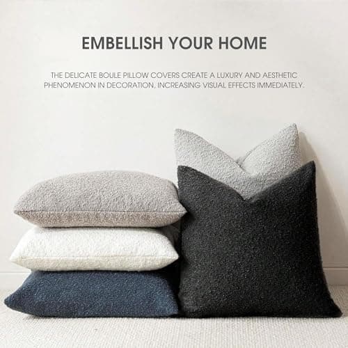 Dark Khaki Textured Boucle Throw Pillow Covers 18x18 Inch Home Decor