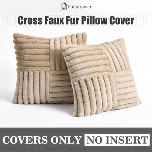 Pack of 2 Faux Fur Plush Throw Pillow Covers for Home Decor